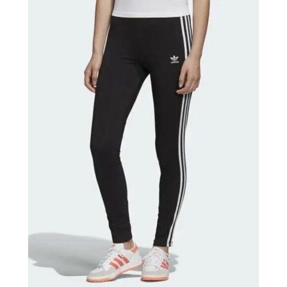 adidas FM3287  Women's Sz Small Adicolor 3 Stripe Tights Black - Picture 8 of 8